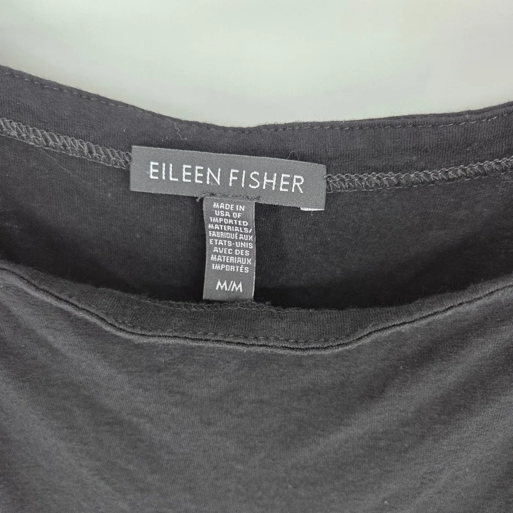 Eileen Fisher Black Viscose Jersey Spaghetti Strap Tank Dress Womens Medium M